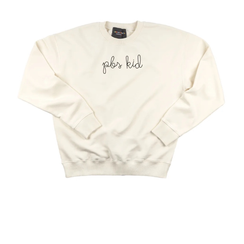 NWT Lingua Franca x PBS “pbs kid” Women’s Sweatshirt – Cream